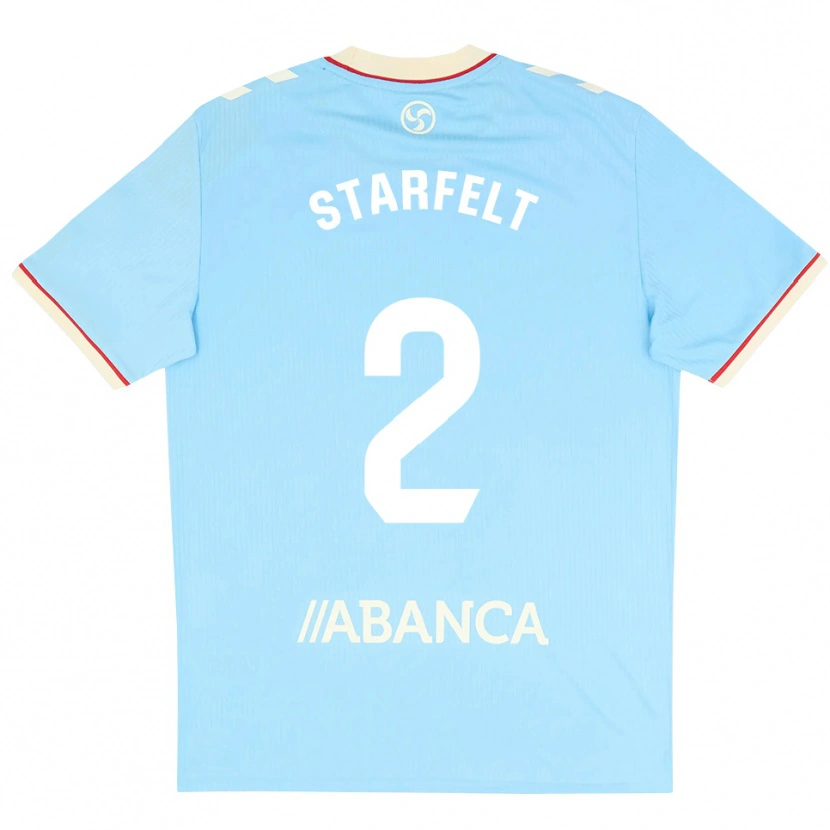 Danxen Criança Camisola Carl Starfelt #2 Azul Céu Branco Vermelho Principal 2026/27 Camisa Brasil