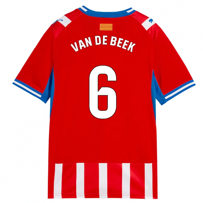 Danxen Criança Camisola Donny Van De Beek #6 Vermelho Branco Azul Céu Principal 2026/27 Camisa Brasil