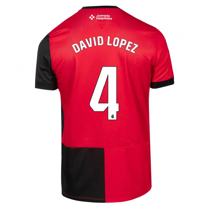 Danxen Criança Camisola David López #4 Preto Vermelho Branco Principal 2026/27 Camisa Brasil