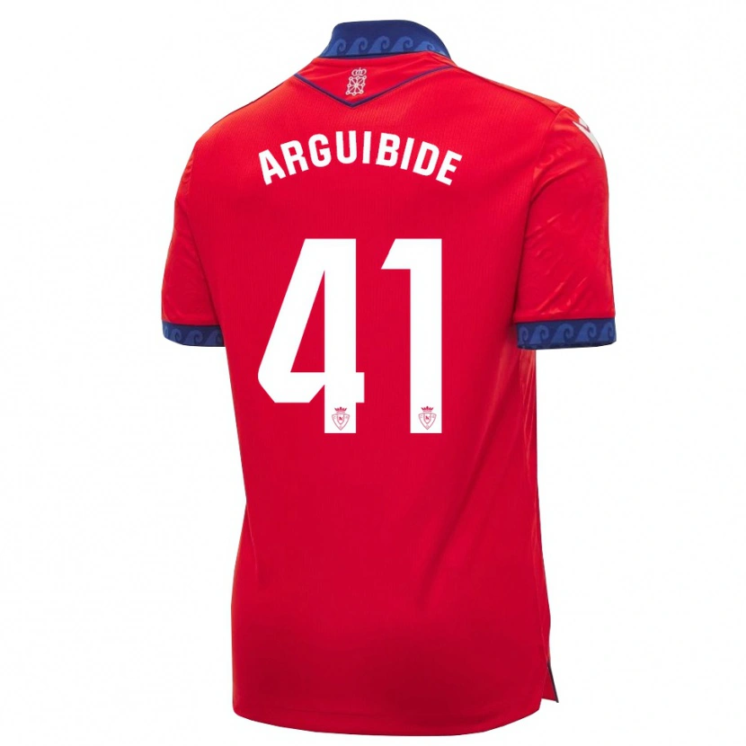 Danxen Criança Camisola Iñigo Arguibide #41 Vermelho Azul Marinho Branco Principal 2026/27 Camisa Brasil