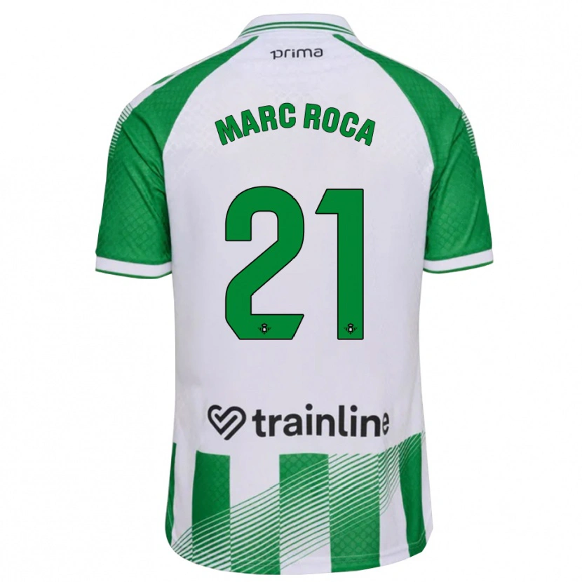 Danxen Criança Camisola Marc Roca #21 Verde Claro Preto Branco Principal 2026/27 Camisa Brasil