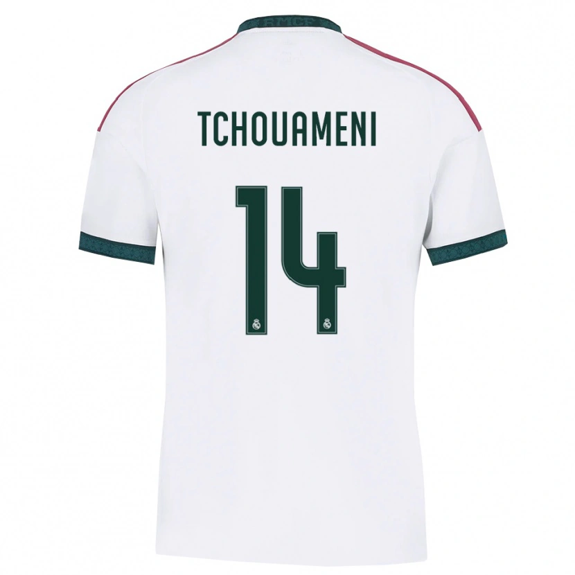 Danxen Criança Camisola Aurélien Tchouaméni #14 Verde Escuro Branco Vermelho Principal 2026/27 Camisa Brasil