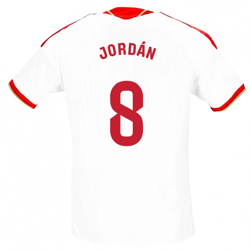 Danxen Criança Camisola Joan Jordán #8 Branco Vermelho Principal 2026/27 Camisa Brasil