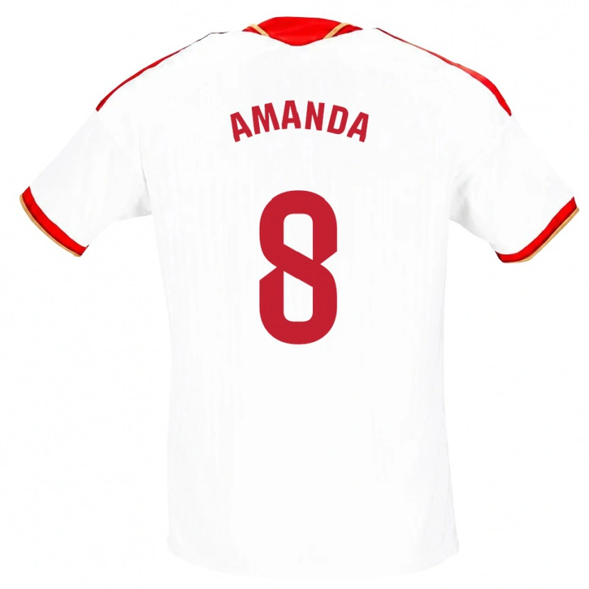 Danxen Criança Camisola Amanda Sampedro Bustos #8 Branco Vermelho Principal 2026/27 Camisa Brasil