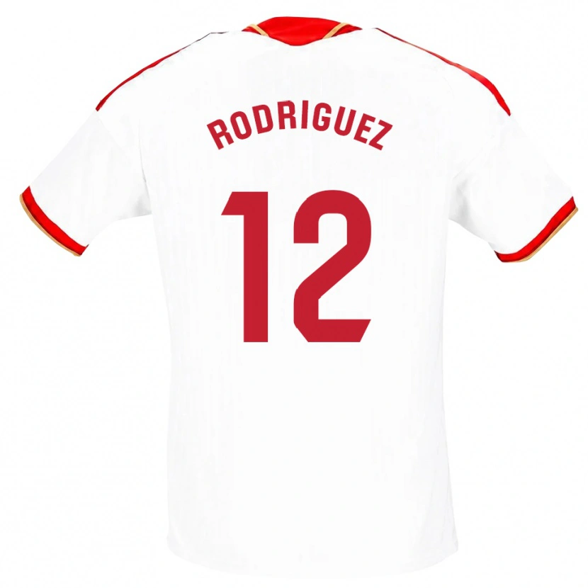 Danxen Criança Camisola Lucía María Rodríguez Herrero #12 Branco Vermelho Principal 2026/27 Camisa Brasil