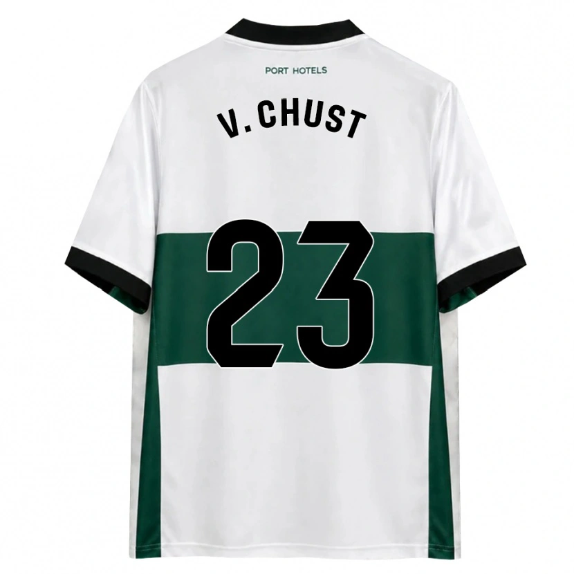 Danxen Criança Camisola Víctor Chust #23 Verde Branco Vermelho Principal 2026/27 Camisa Brasil