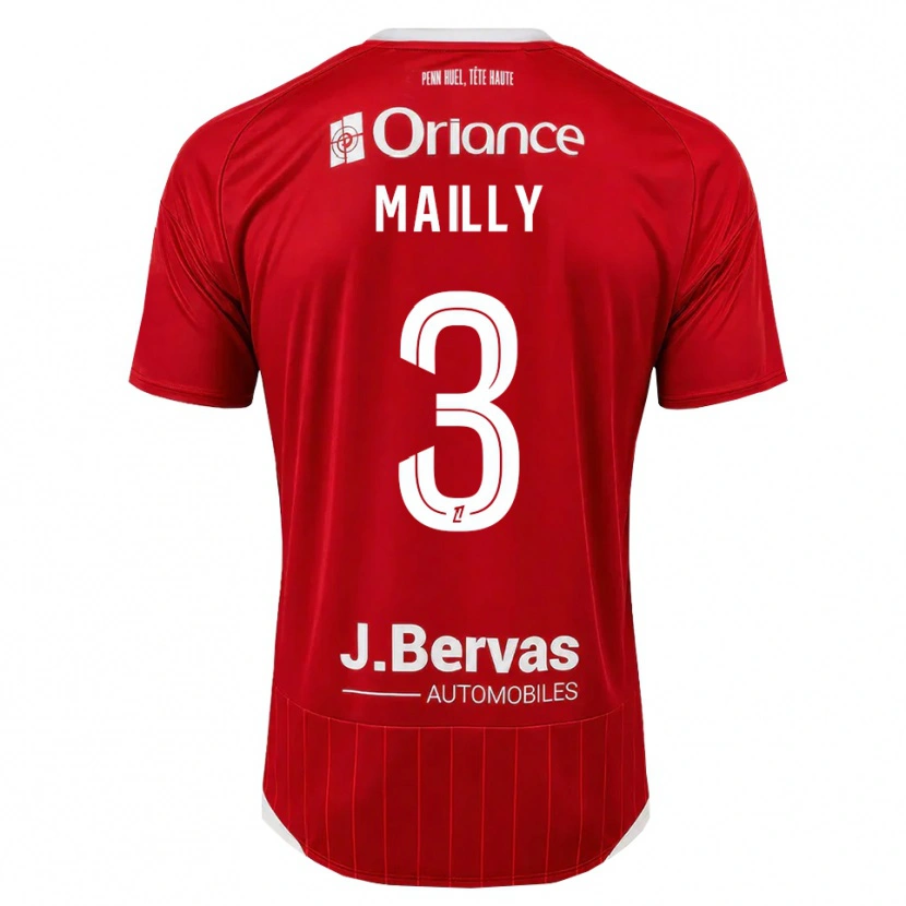 Danxen Criança Camisola Evan Mailly #3 Branco Vermelho Principal 2026/27 Camisa Brasil