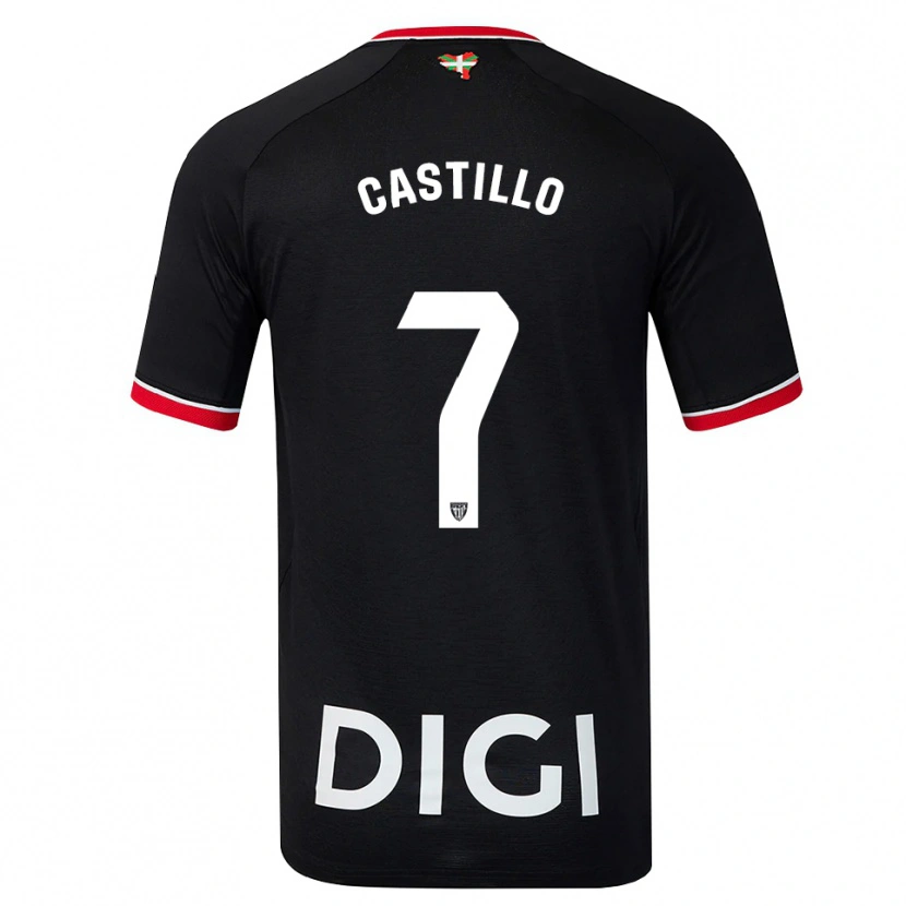 Danxen Criança Camisola Unai Castillo #7 Preto Branco Vermelho Alternativa 2026/27 Camisa Brasil