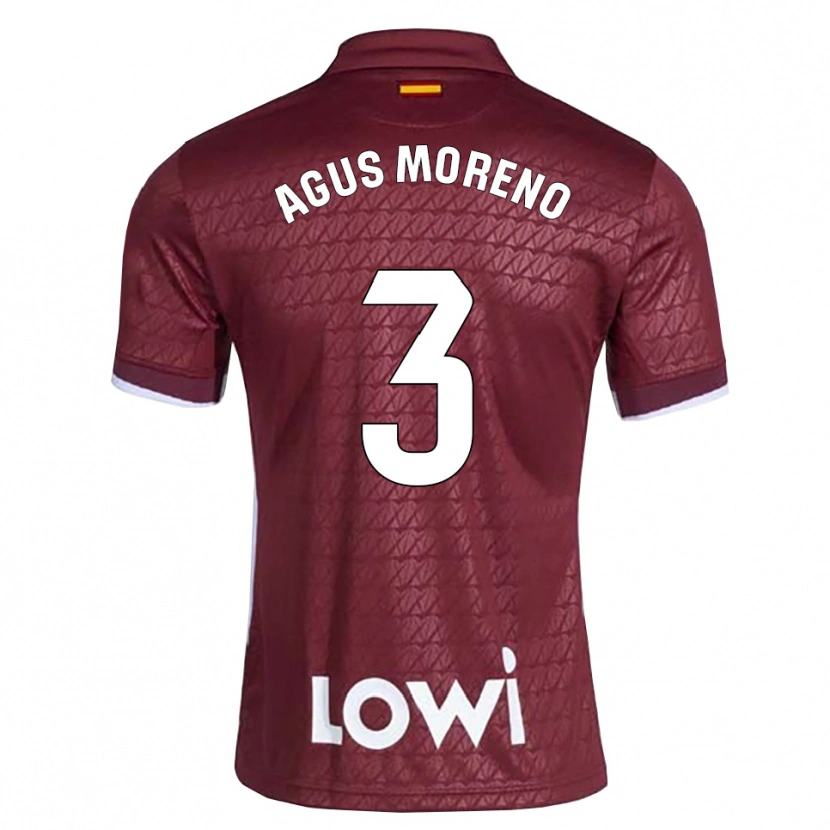 Danxen Criança Camisola Agus Moreno #3 Vermelho Escuro Branco Alternativa 2026/27 Camisa Brasil