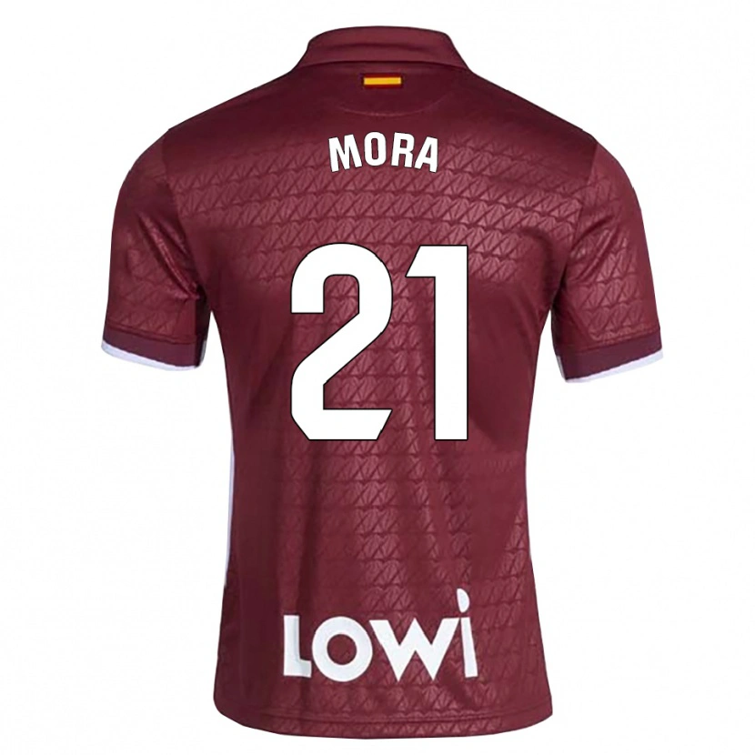 Danxen Criança Camisola Adrià Mora #21 Vermelho Escuro Branco Alternativa 2026/27 Camisa Brasil