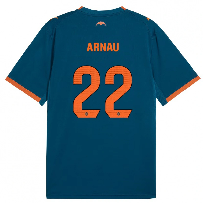 Danxen Criança Camisola Arnau Martínez #22 Azul Aço Laranja Alternativa 2026/27 Camisa Brasil