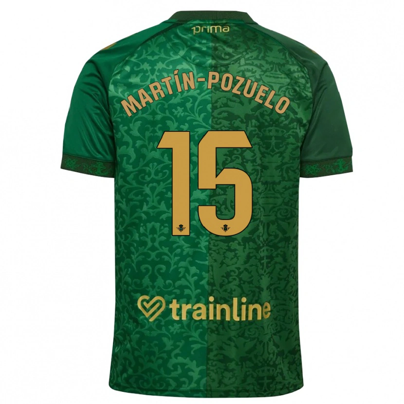 Danxen Criança Camisola Esther Martín-Pozuelo #15 Verde Floresta Dourado Escuro Alternativa 2026/27 Camisa Brasil