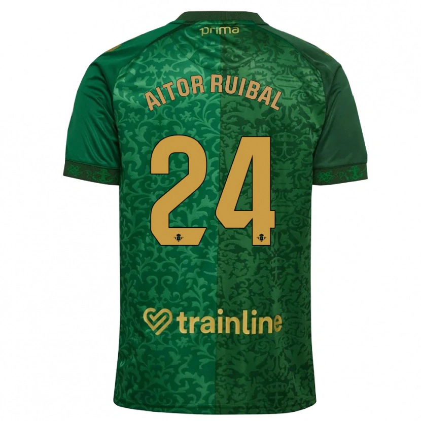 Danxen Criança Camisola Aitor Ruibal #24 Verde Floresta Dourado Escuro Alternativa 2026/27 Camisa Brasil