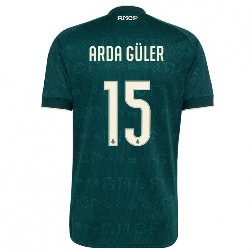 Danxen Criança Camisola Arda Güler #15 Cinza Ardósia Escuro Branco Alternativa 2026/27 Camisa Brasil