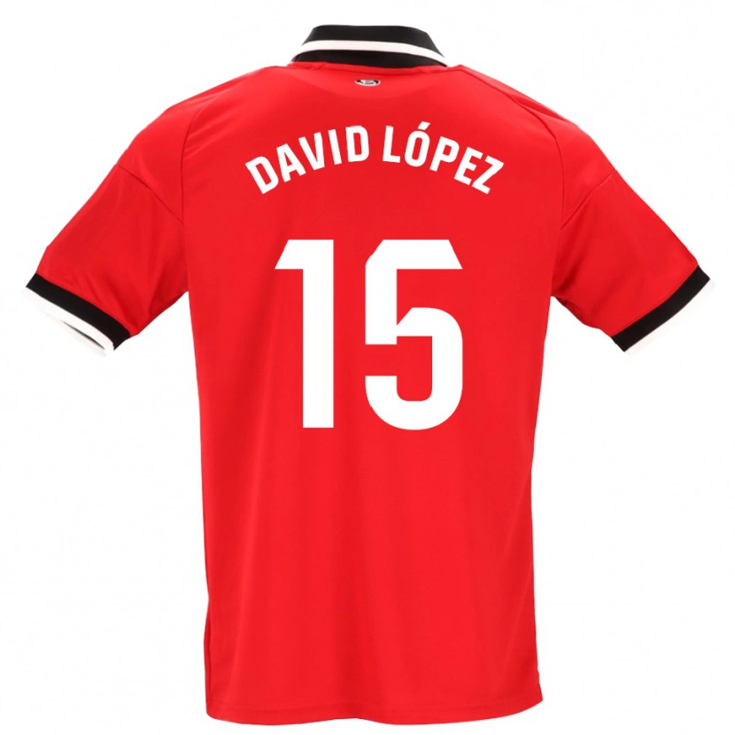 Danxen Criança Camisola David López #15 Preto Branco Vermelho Alternativa 2026/27 Camisa Brasil