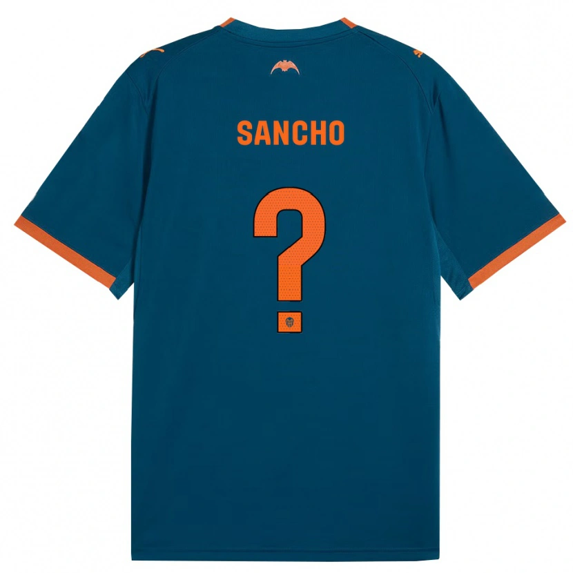 Danxen Criança Camisola Daniel Sancho #0 Azul Aço Laranja Alternativa 2026/27 Camisa Brasil
