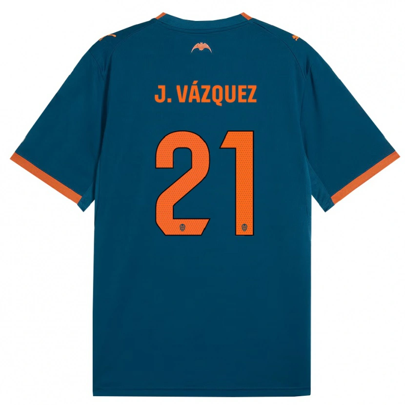 Danxen Criança Camisola Jesús Vázquez #21 Azul Aço Laranja Alternativa 2026/27 Camisa Brasil