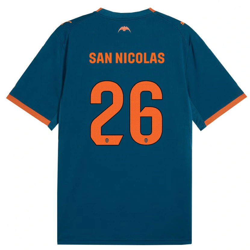 Danxen Criança Camisola Olga San Nicolas #26 Azul Aço Laranja Alternativa 2026/27 Camisa Brasil