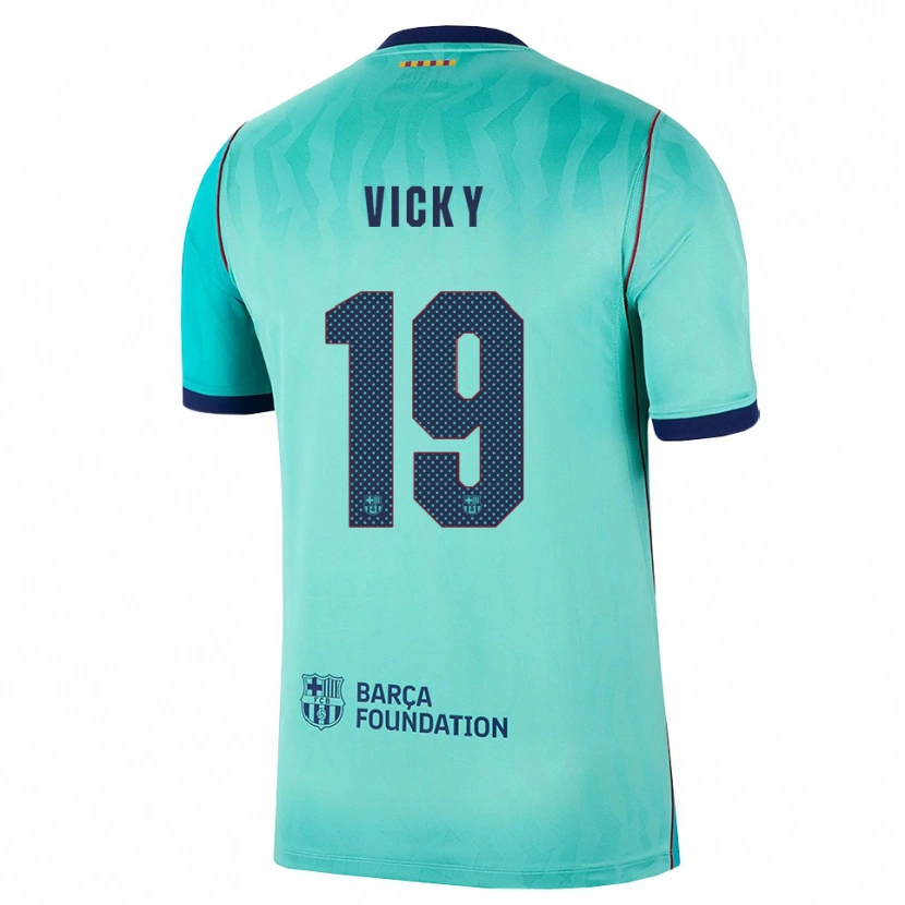 Danxen Criança Camisola Vicky López #19 Água Turquesa Escura Azul Real Terceiro 2026/27 Camisa Brasil