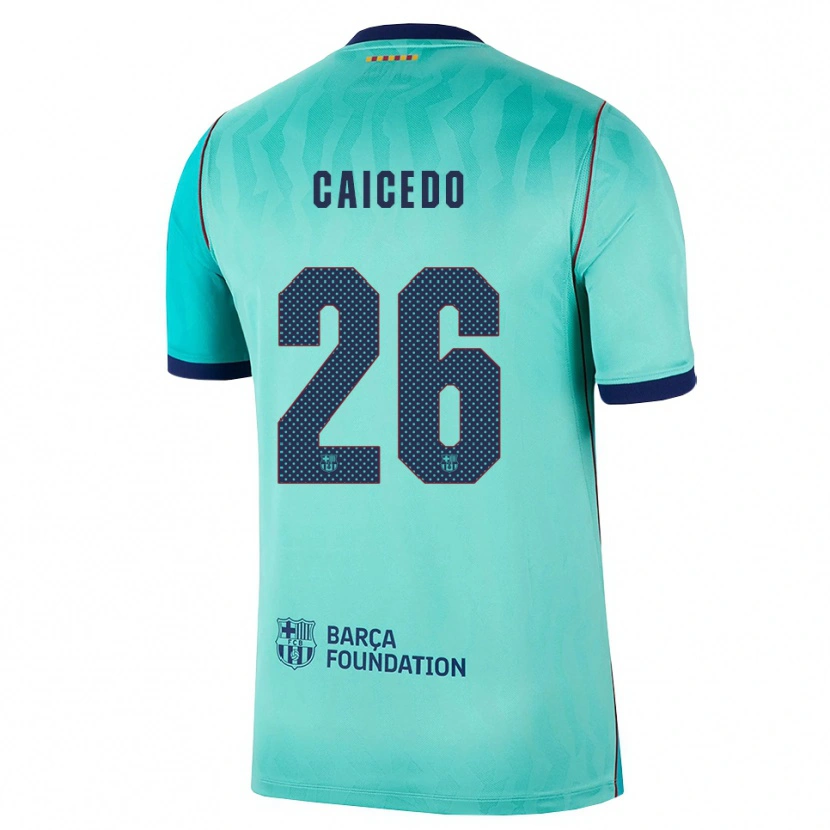 Danxen Criança Camisola Josué Caicedo #26 Água Turquesa Escura Azul Real Terceiro 2026/27 Camisa Brasil