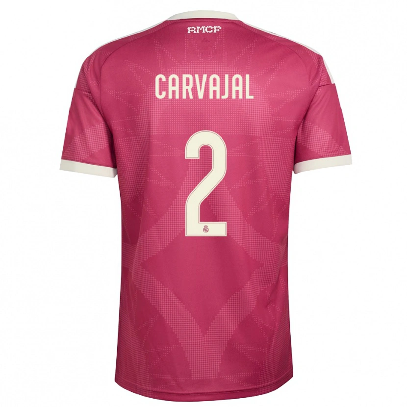 Danxen Criança Camisola Daniel Carvajal #2 Vermelho Pálido Violeta Branco Terceiro 2026/27 Camisa Brasil