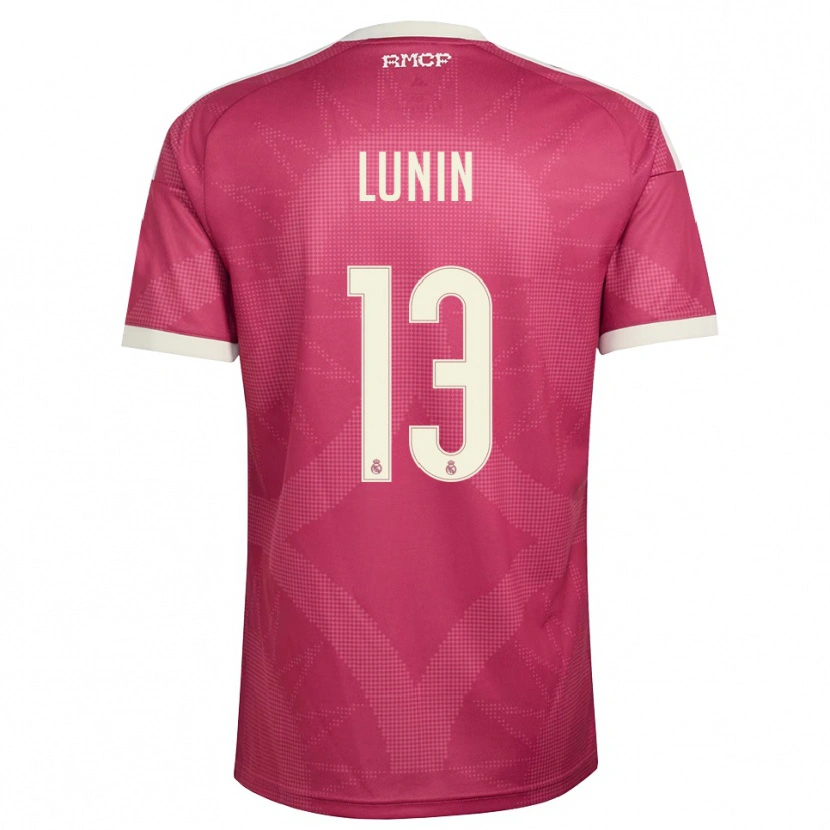 Danxen Criança Camisola Andriy Lunin #13 Vermelho Pálido Violeta Branco Terceiro 2026/27 Camisa Brasil