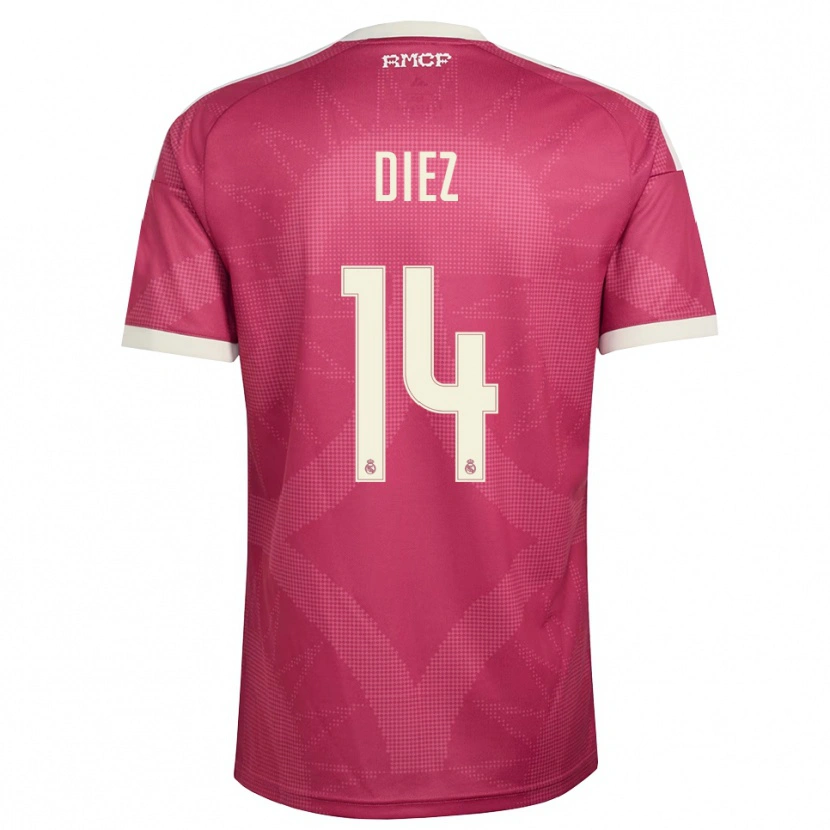 Danxen Criança Camisola Carlos Diez #14 Vermelho Pálido Violeta Branco Terceiro 2026/27 Camisa Brasil