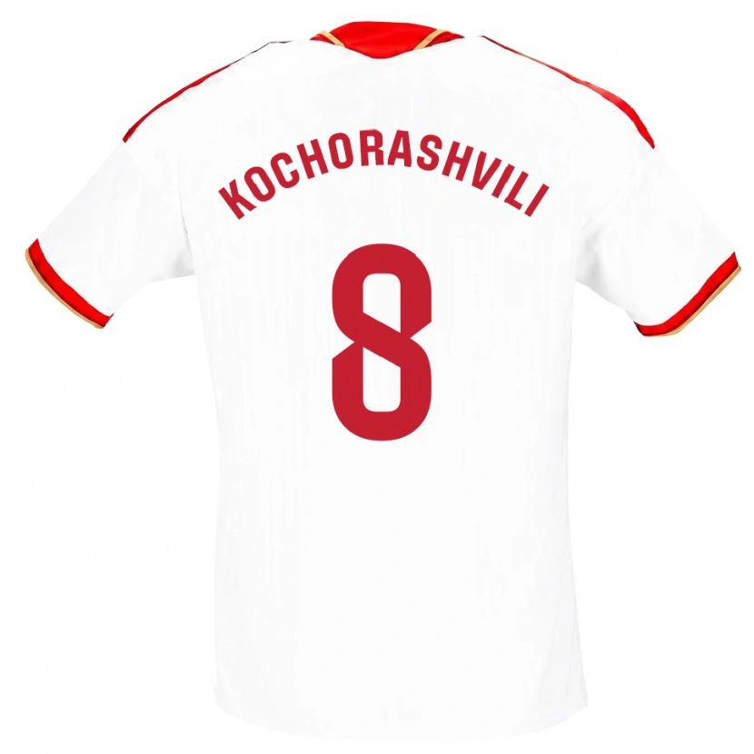 Danxen Homem Camisola Giorgi Kochorashvili #8 Branco Vermelho Principal 2026/27 Camisa Brasil