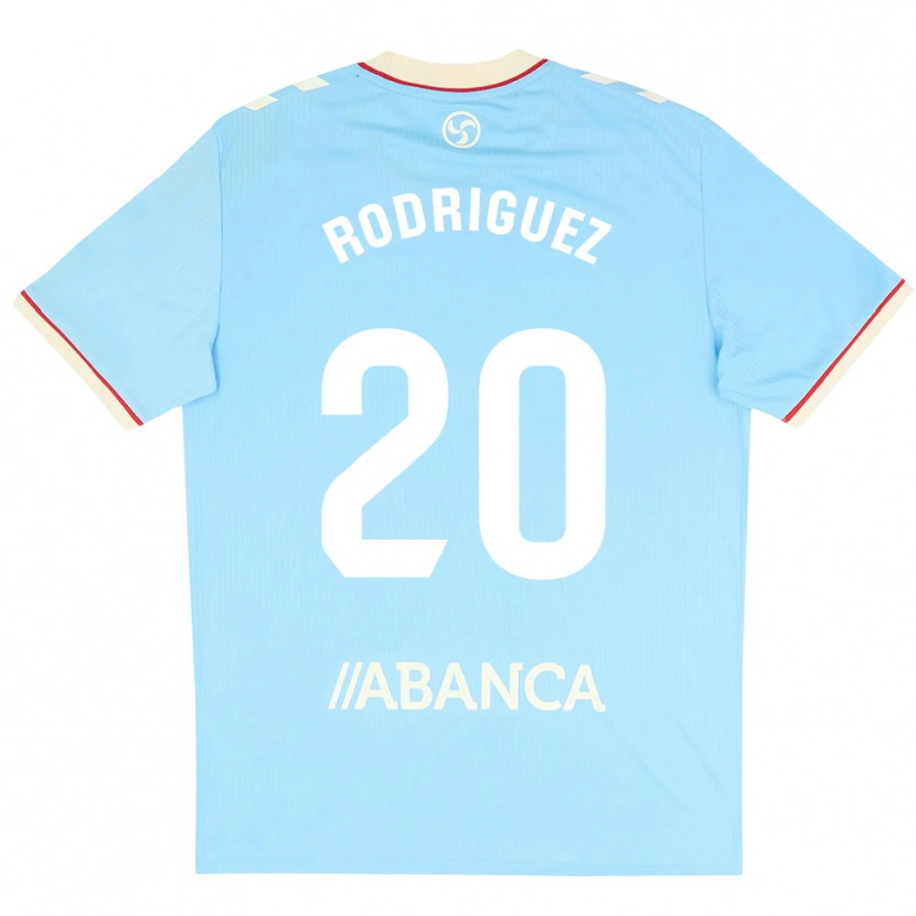 Danxen Homem Camisola Javi Rodríguez #20 Azul Céu Branco Vermelho Principal 2026/27 Camisa Brasil