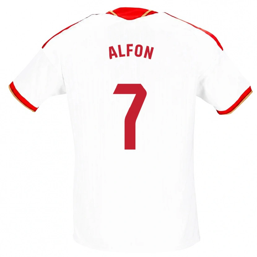 Danxen Homem Camisola Alfon González #7 Branco Vermelho Principal 2026/27 Camisa Brasil