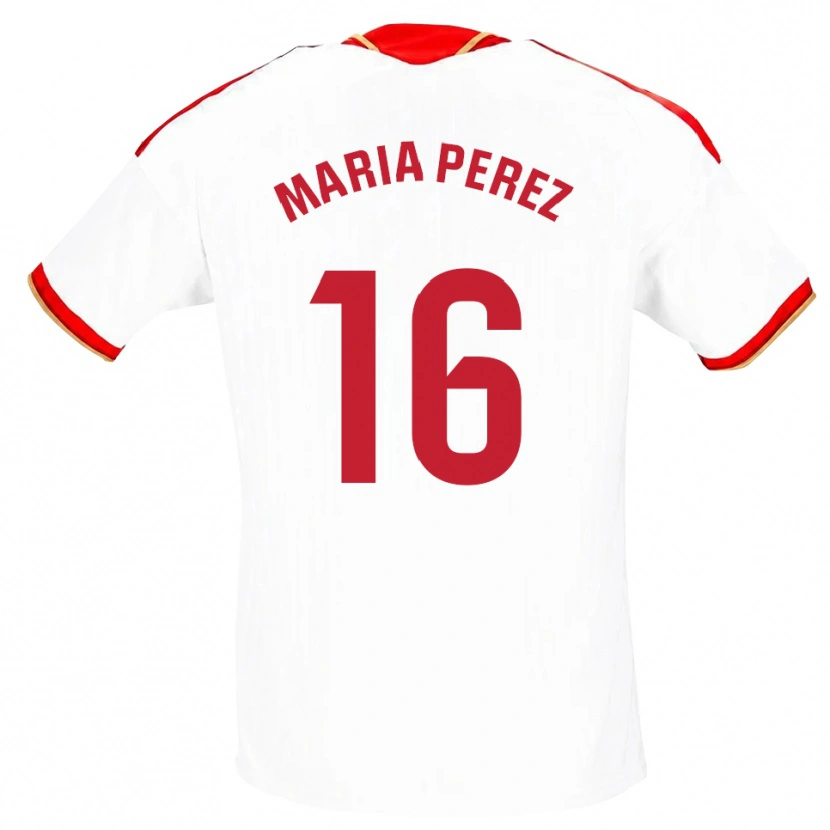 Danxen Homem Camisola María Pérez Rabaza #16 Branco Vermelho Principal 2026/27 Camisa Brasil
