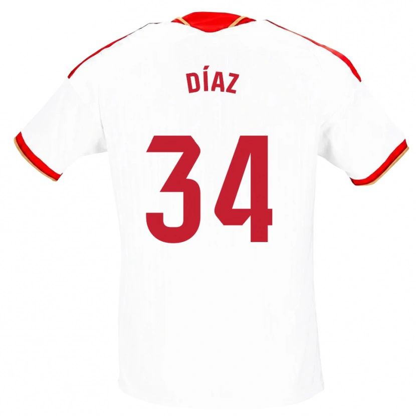 Danxen Homem Camisola Mario Díaz #34 Branco Vermelho Principal 2026/27 Camisa Brasil