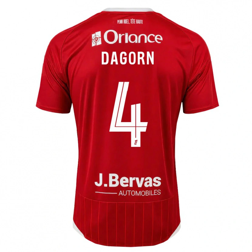 Danxen Homem Camisola Maxime Dagorn #4 Branco Vermelho Principal 2026/27 Camisa Brasil