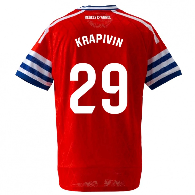 Danxen Homem Camisola Yegor Krapivin #29 Azul Real Vermelho Alternativa 2026/27 Camisa Brasil