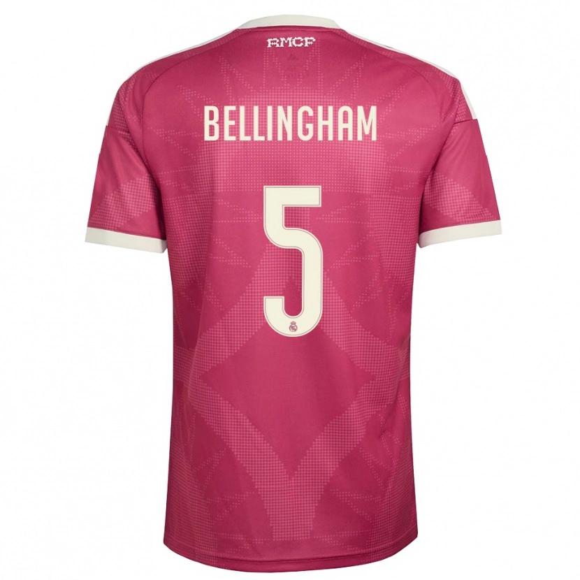Danxen Homem Camisola Jude Bellingham #5 Vermelho Pálido Violeta Branco Terceiro 2026/27 Camisa Brasil
