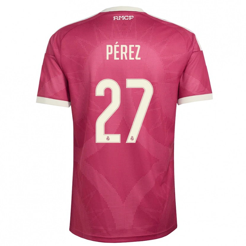 Danxen Homem Camisola Adrián Pérez #27 Vermelho Pálido Violeta Branco Terceiro 2026/27 Camisa Brasil