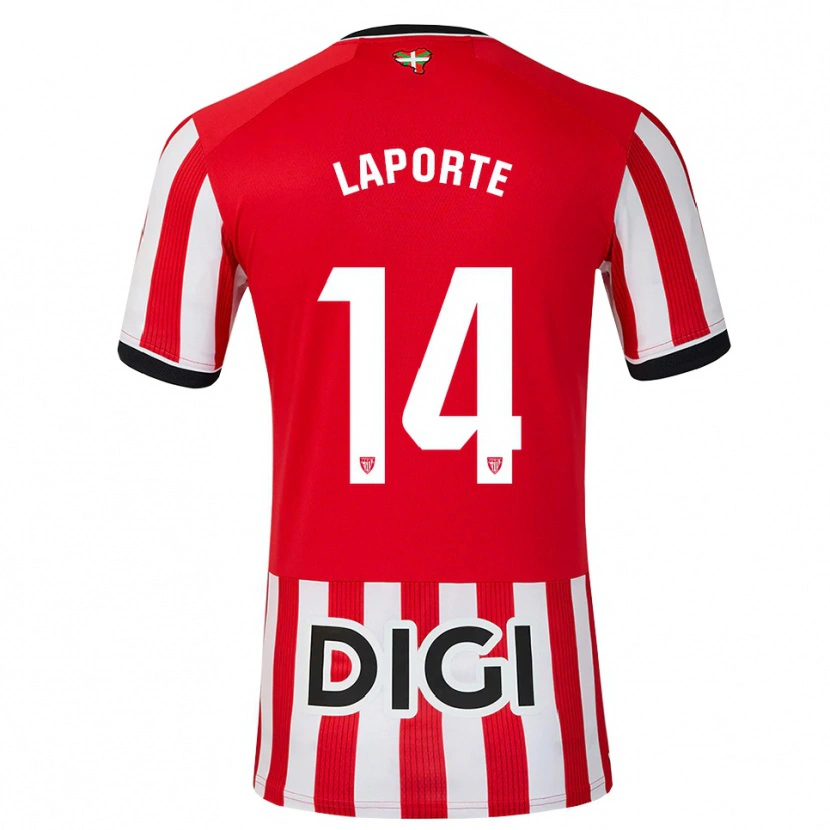 Danxen Mulher Camisola Aymeric Laporte #14 Vermelho Preto Branco Principal 2026/27 Camisa Brasil
