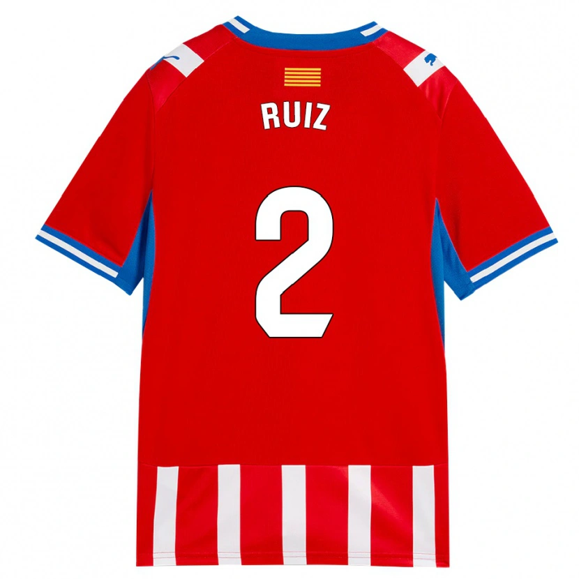 Danxen Mulher Camisola Ferran Ruiz #2 Vermelho Branco Azul Céu Principal 2026/27 Camisa Brasil
