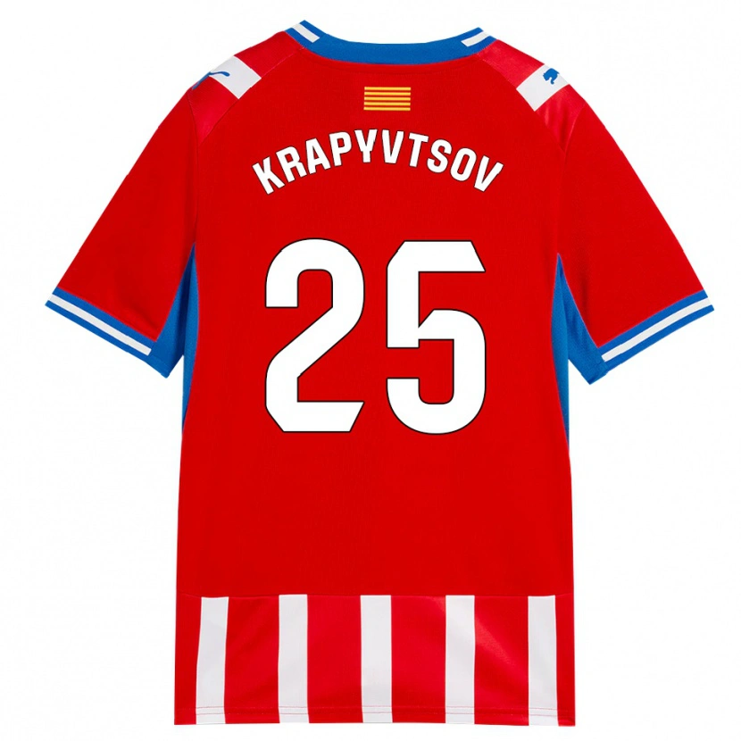 Danxen Mulher Camisola Vladyslav Krapyvtsov #25 Vermelho Branco Azul Céu Principal 2026/27 Camisa Brasil
