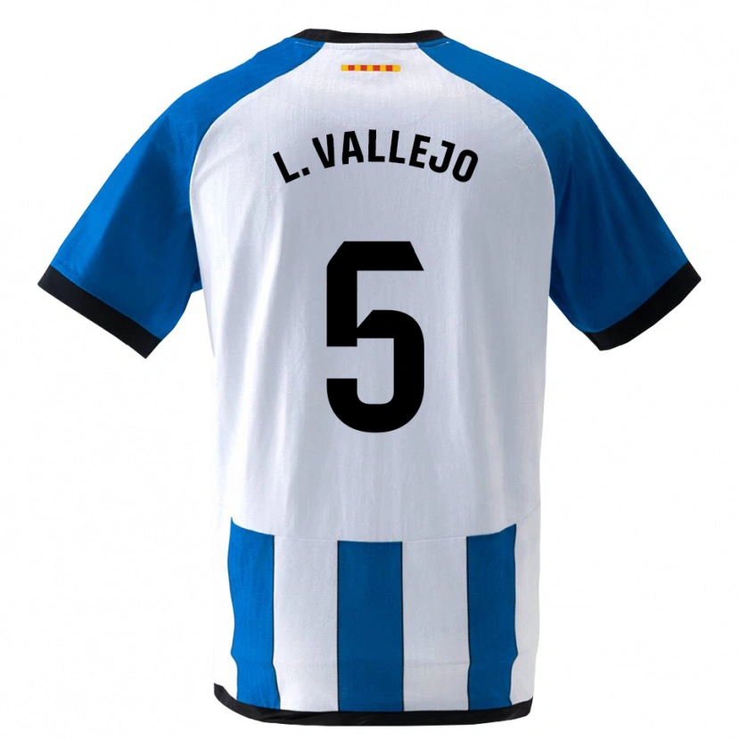 Danxen Mulher Camisola Lucía Vallejo Blázquez #5 Azul Real Branco Principal 2026/27 Camisa Brasil
