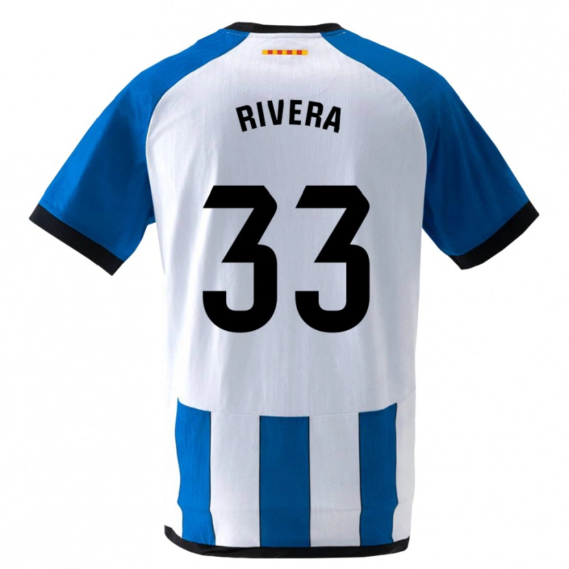 Danxen Mulher Camisola Pol Rivera #33 Azul Real Branco Principal 2026/27 Camisa Brasil