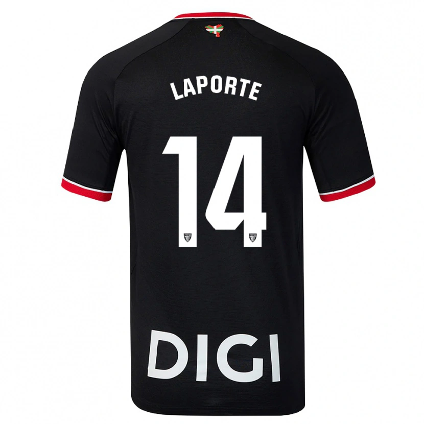 Danxen Mulher Camisola Aymeric Laporte #14 Preto Branco Vermelho Alternativa 2026/27 Camisa Brasil
