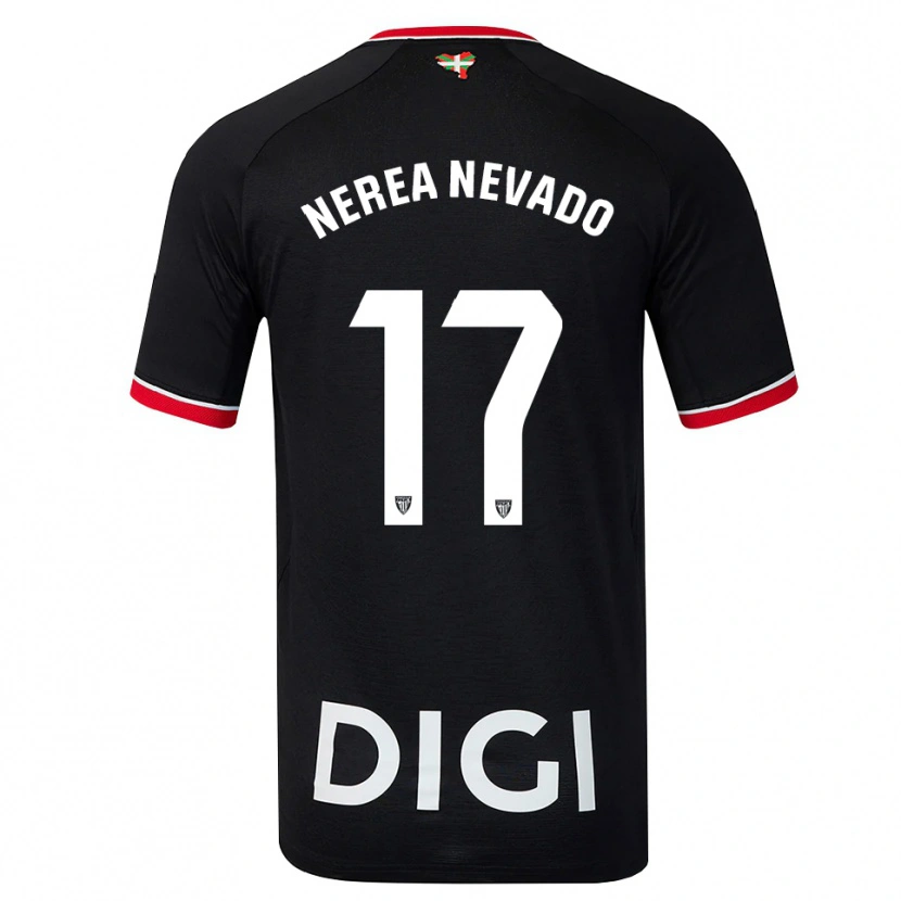 Danxen Mulher Camisola Nerea Nevado Gómez #17 Preto Branco Vermelho Alternativa 2026/27 Camisa Brasil