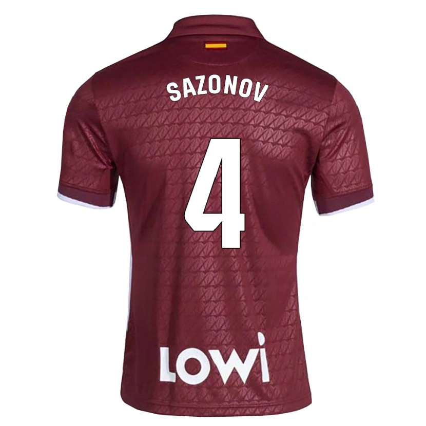 Danxen Mulher Camisola Saba Sazonov #4 Vermelho Escuro Branco Alternativa 2026/27 Camisa Brasil