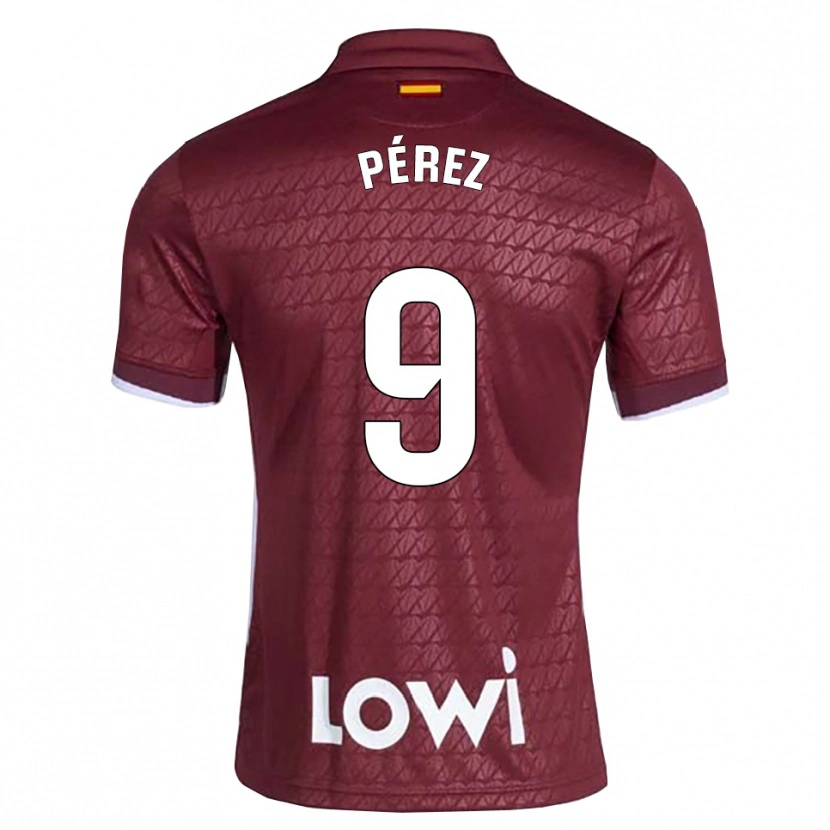 Danxen Mulher Camisola Joselu Pérez #9 Vermelho Escuro Branco Alternativa 2026/27 Camisa Brasil