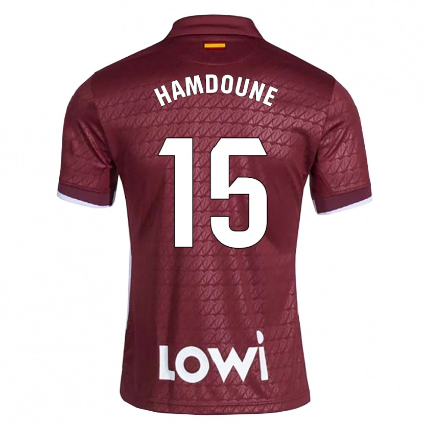 Danxen Mulher Camisola Mohamed Hamdoune #15 Vermelho Escuro Branco Alternativa 2026/27 Camisa Brasil