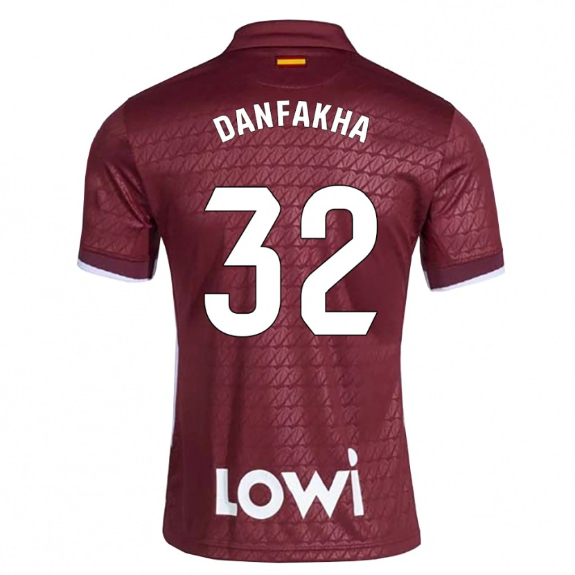 Danxen Mulher Camisola Ibrahima Danfakha #32 Vermelho Escuro Branco Alternativa 2026/27 Camisa Brasil
