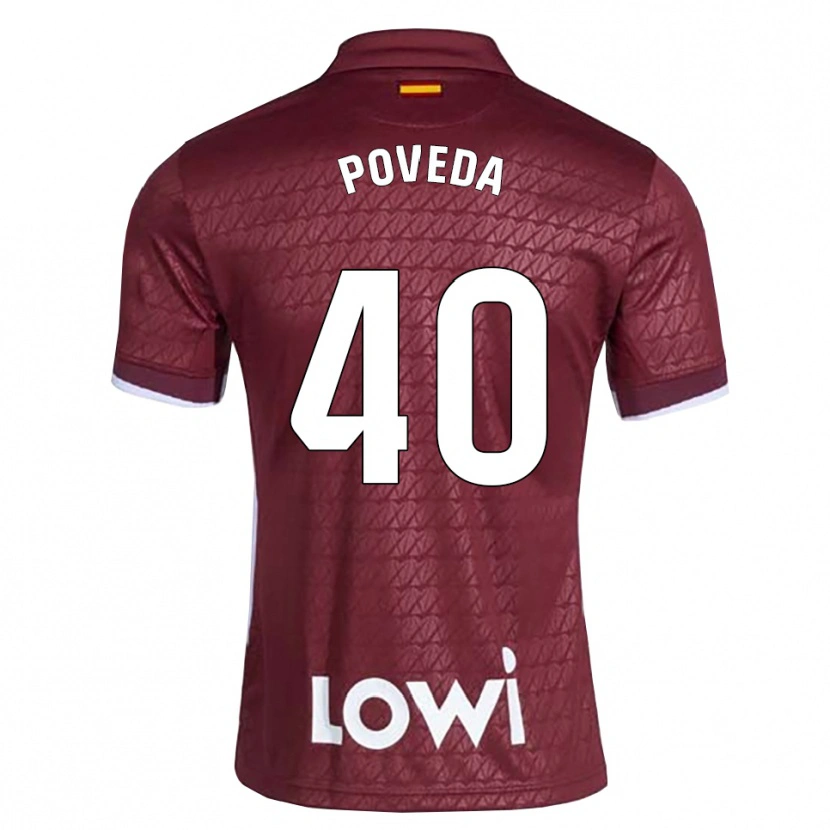 Danxen Mulher Camisola Pedro Poveda #40 Vermelho Escuro Branco Alternativa 2026/27 Camisa Brasil