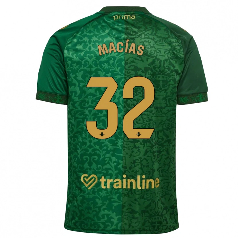 Danxen Mulher Camisola Curro Macías #32 Verde Floresta Dourado Escuro Alternativa 2026/27 Camisa Brasil