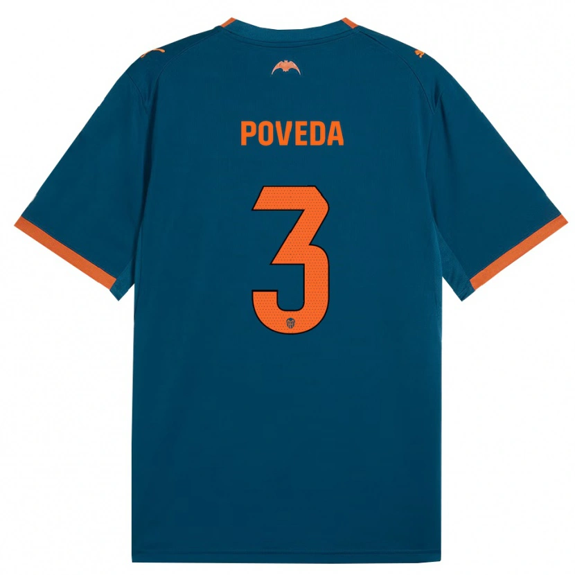 Danxen Mulher Camisola Hugo Poveda #3 Azul Aço Laranja Alternativa 2026/27 Camisa Brasil